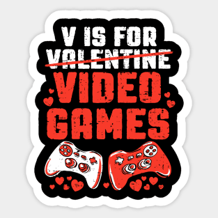 V is for Video Games Funny Valentine Sticker